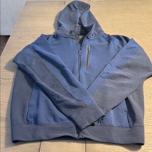 Uniqlo Men's Blue Hooded Zip-Up Sweater